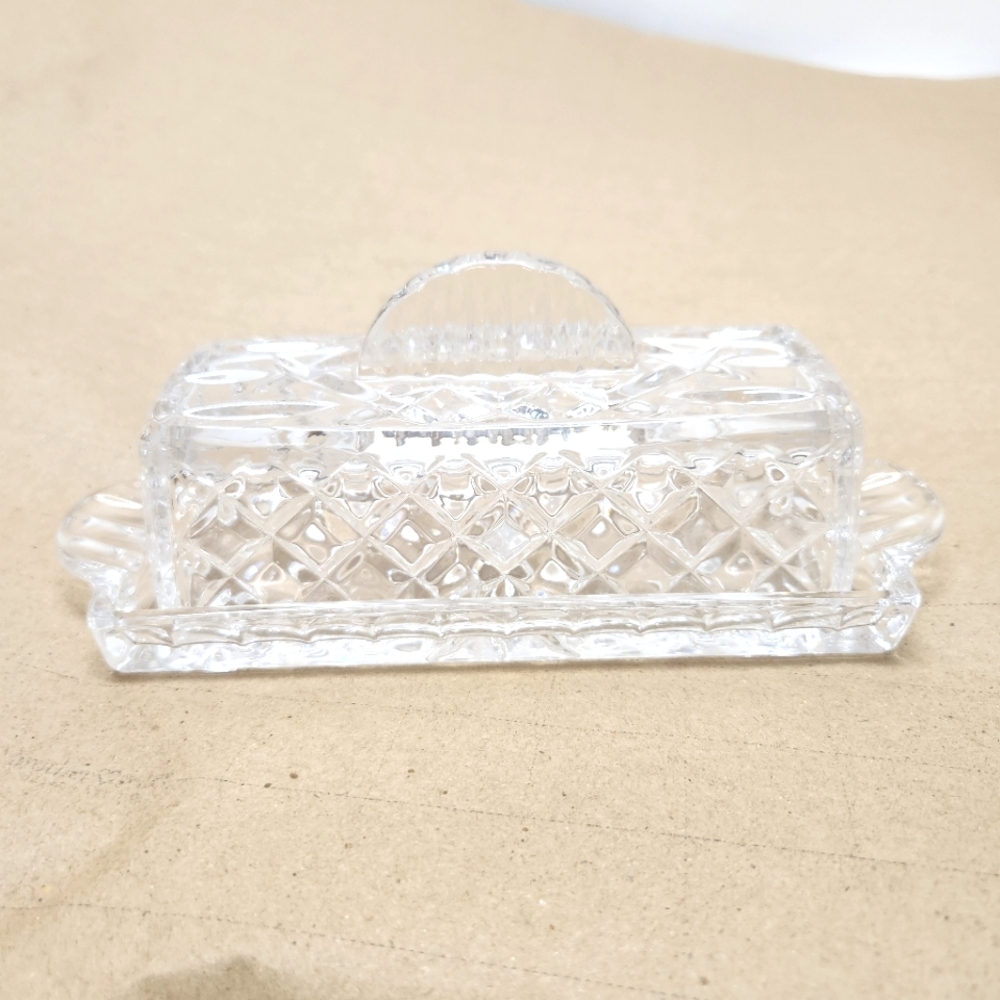 Gorham Full Lead Crystal Clear Glass King Edward Butter Dish 1/4